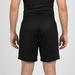Surge mesh men’s training shorts in black back view