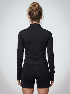 Charge women’s full zip jacket and shorts set in black back view