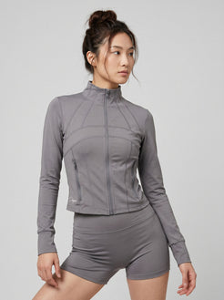 Charge women’s full zip jacket and shorts set in graphite front view