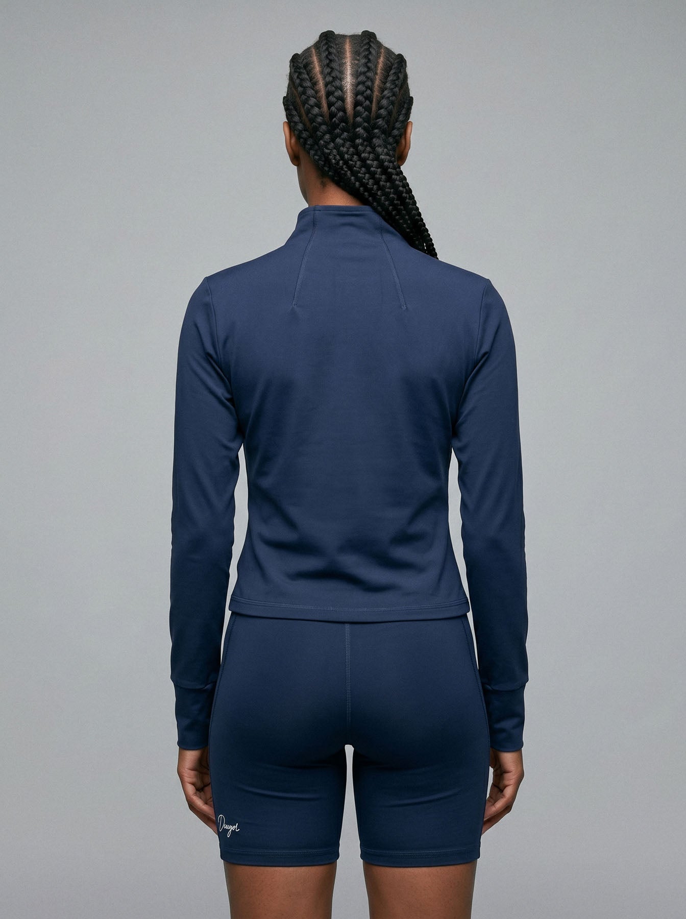Charge women’s full zip jacket and shorts set in navy back view