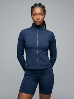 Charge women’s full zip jacket and shorts set in navy front view
