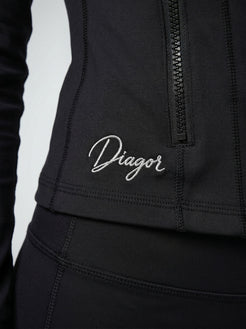 Close up of Charge women’s full zip jacket in black
