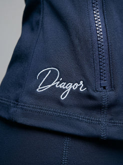 Close up of Charge women’s full zip jacket in navy
