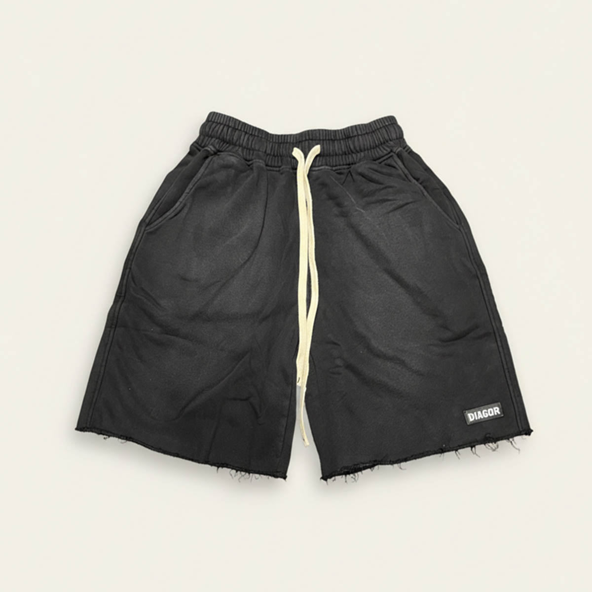 Diagor Raw Hem Washed Men's Shorts in Washed Black front view