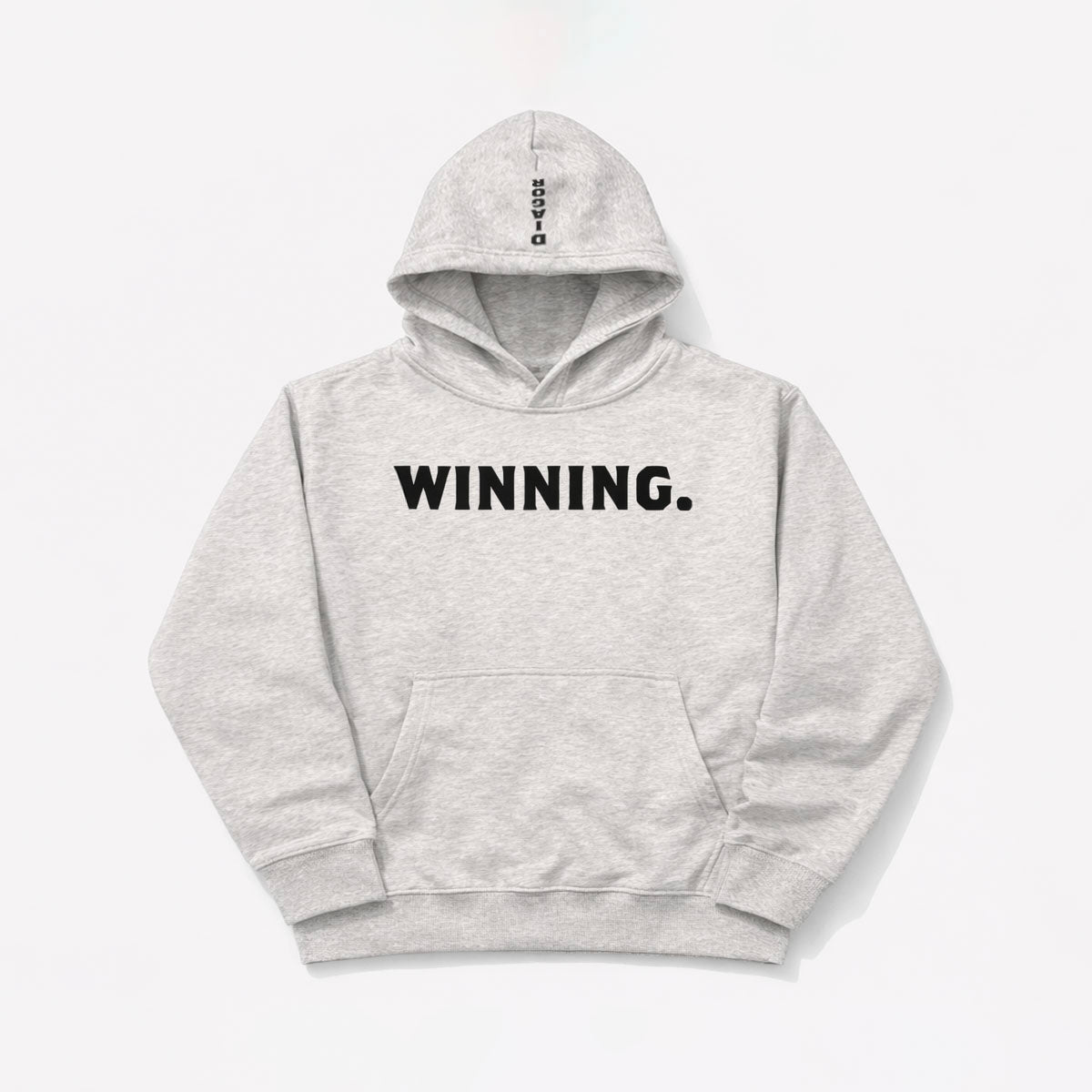 WINNING Oversized Performance Hoodie in heather grey front view